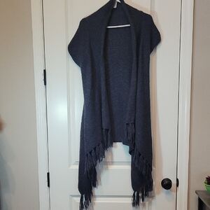 Women Size Small Bohemian Navy Blue Knit Fringed Sweater Vest By Design History
